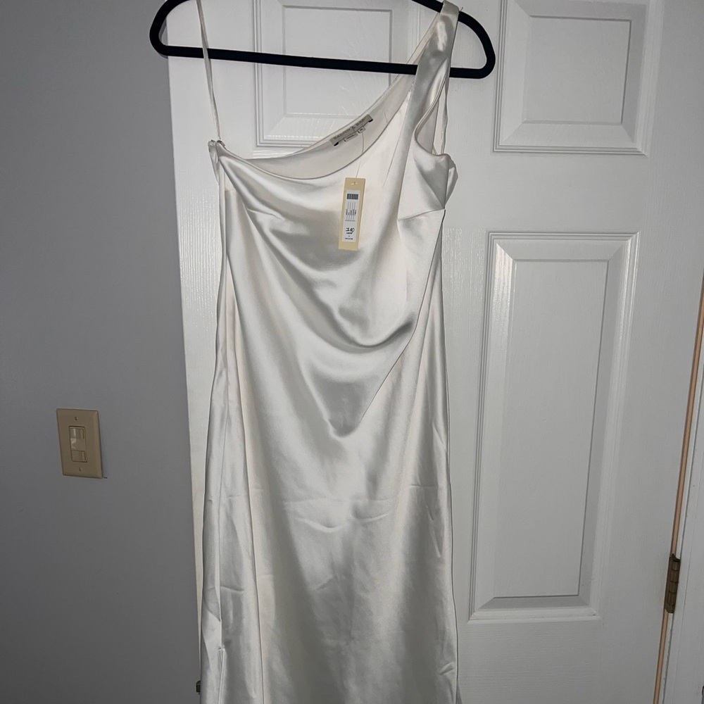 BHLDN White Silk One Shoulder Dress